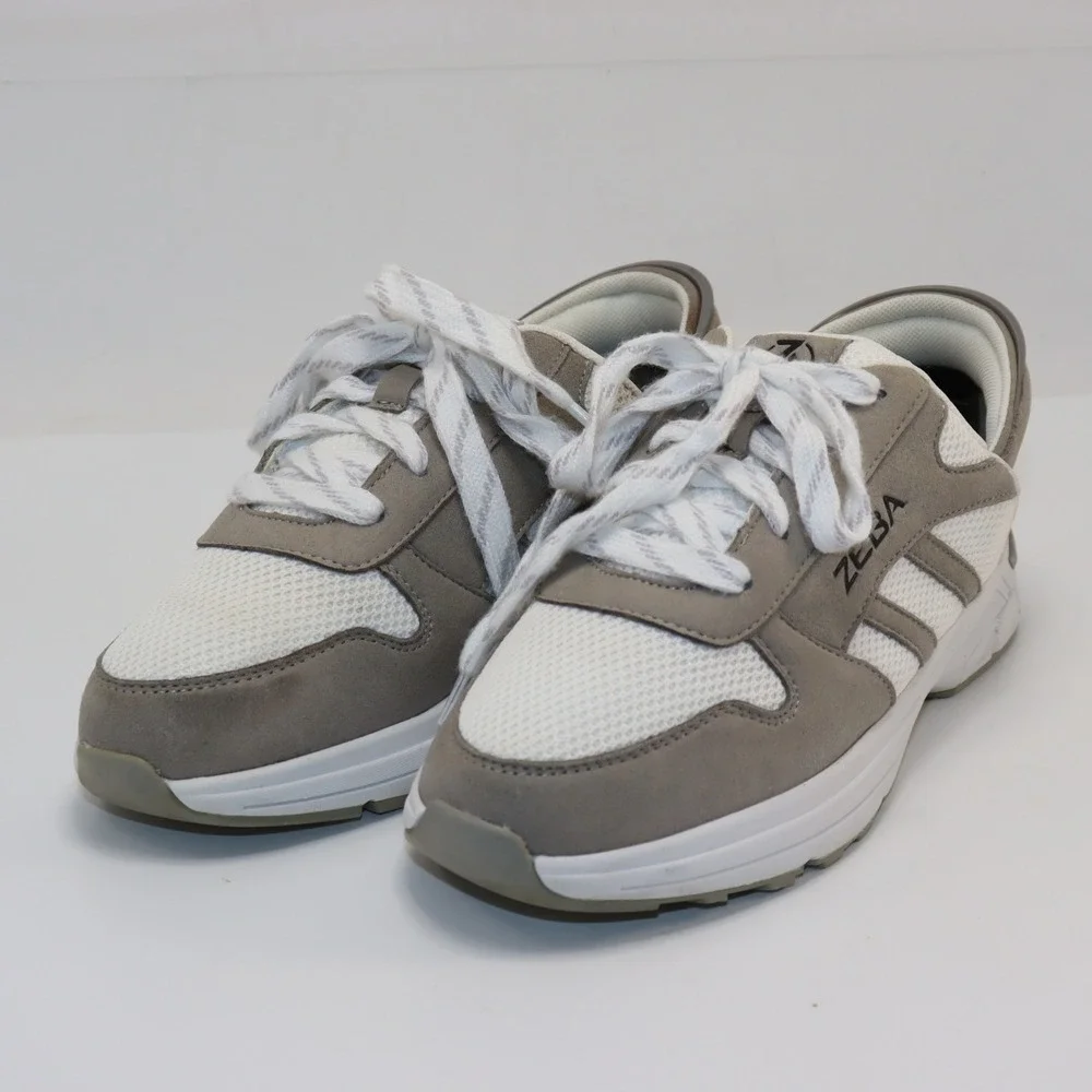 Zeba Hands-Free Sneakers 8‎ Gray White Womens Walking Shoes Slip On 04329